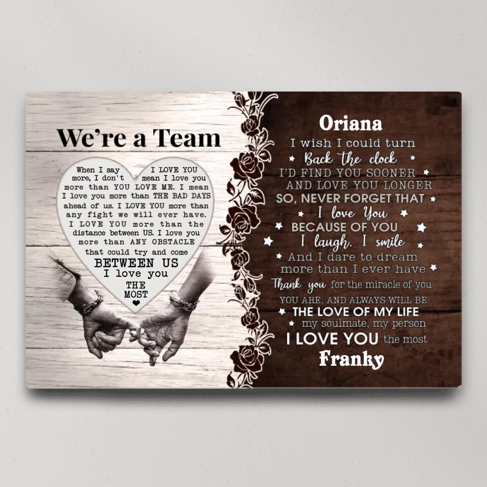 Personalized Valentine Gifts - I Wish I Could Turn Back the Clock - Hand in Hand - Canvas/Poster - Personalized Couple Gifts