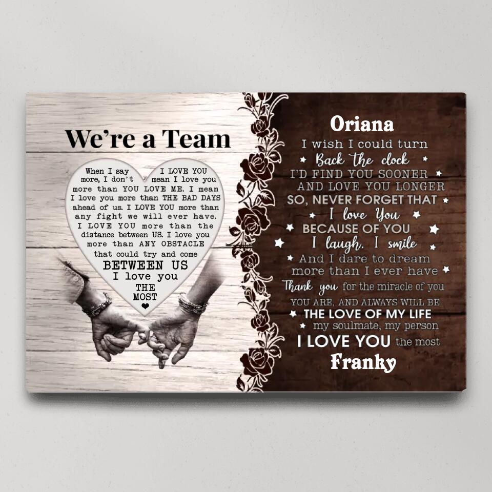 Personalized Valentine Gifts - I Wish I Could Turn Back the Clock - Hand in Hand - Canvas/Poster - Personalized Couple Gifts