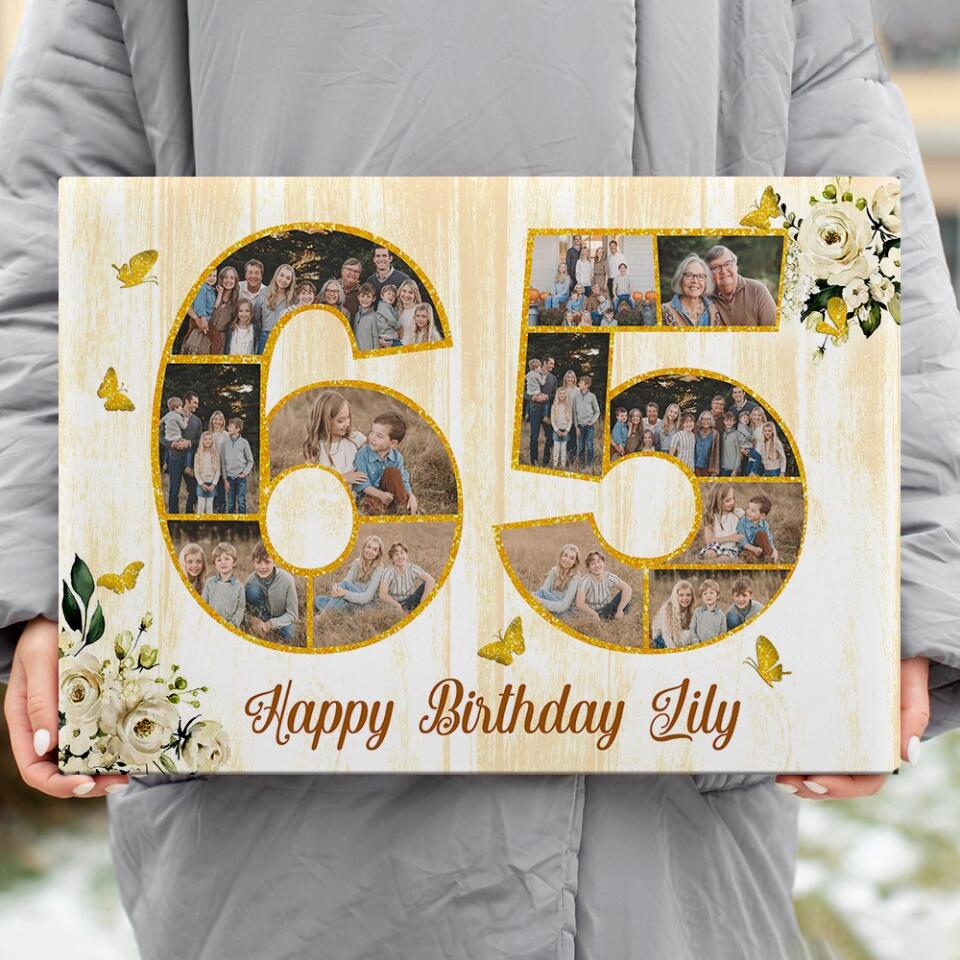 Happy Birthday 50 60 65 70 80 100 Custom Canvas Poster Birthday Gift For Parents Grandparents