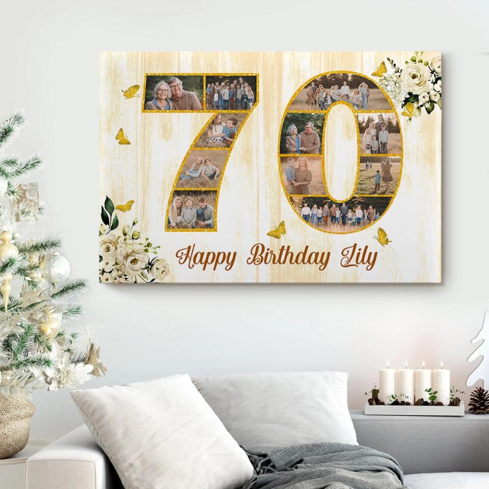 Happy Birthday 50 60 65 70 80 100 Custom Canvas Poster Birthday Gift For Parents Grandparents