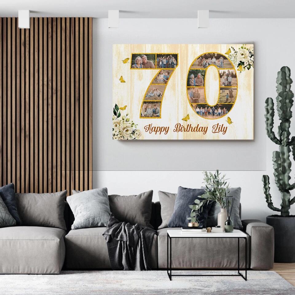 Happy Birthday 50 60 65 70 80 100 Custom Canvas Poster Birthday Gift For Parents Grandparents