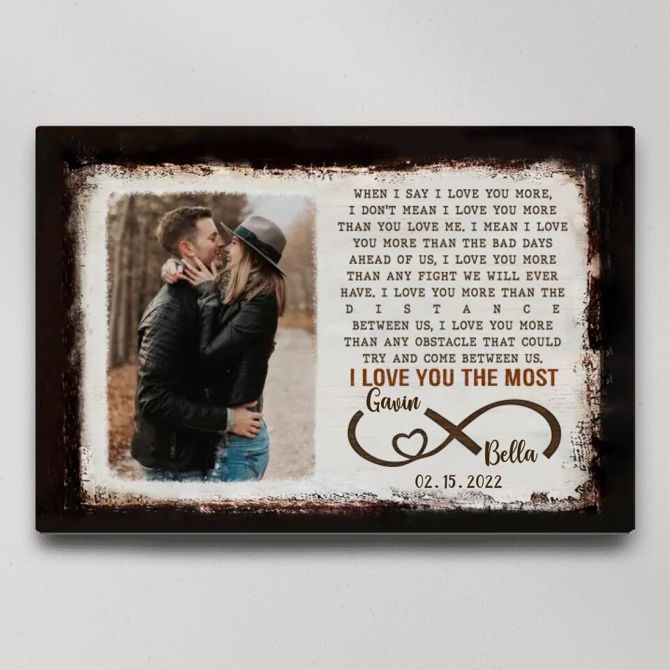 When I Say I Love You More Poem Custom Canvas Poster Anniversary Gift For Couples