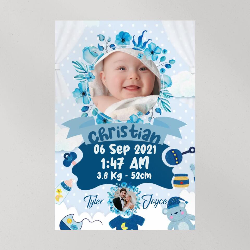 Newborn Baby With Date Of Birth Custom Canvas Poster First Birthday Themes Gift