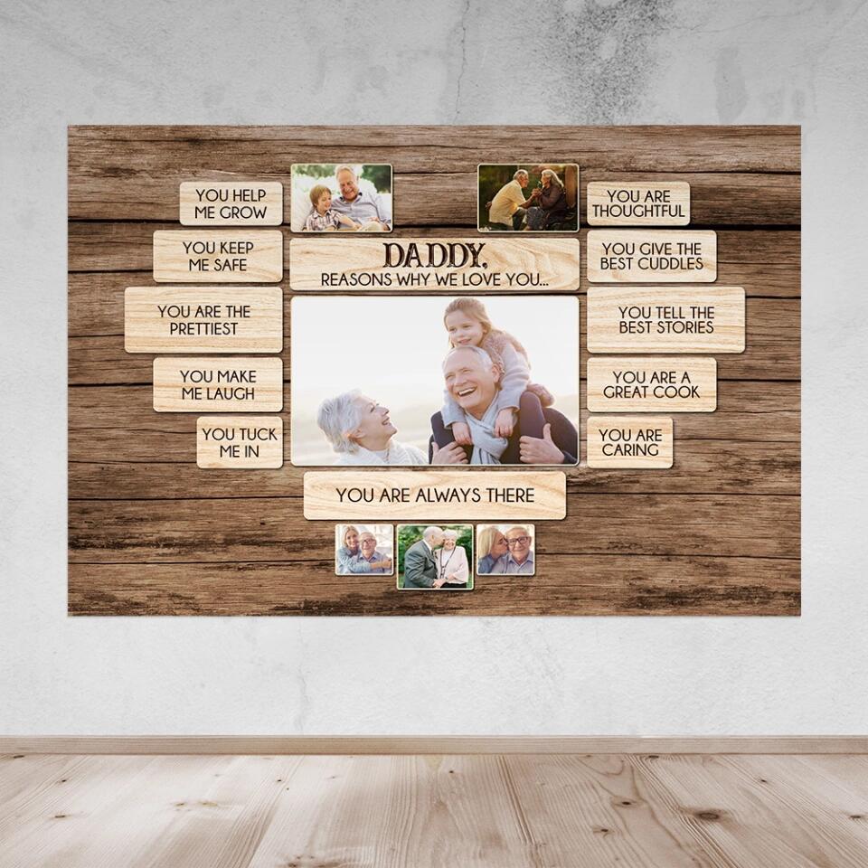 11 Reasons Why We Love Daddy/Mommy - Custom Canvas Poster - Birthday Gift For Parents Grandparents