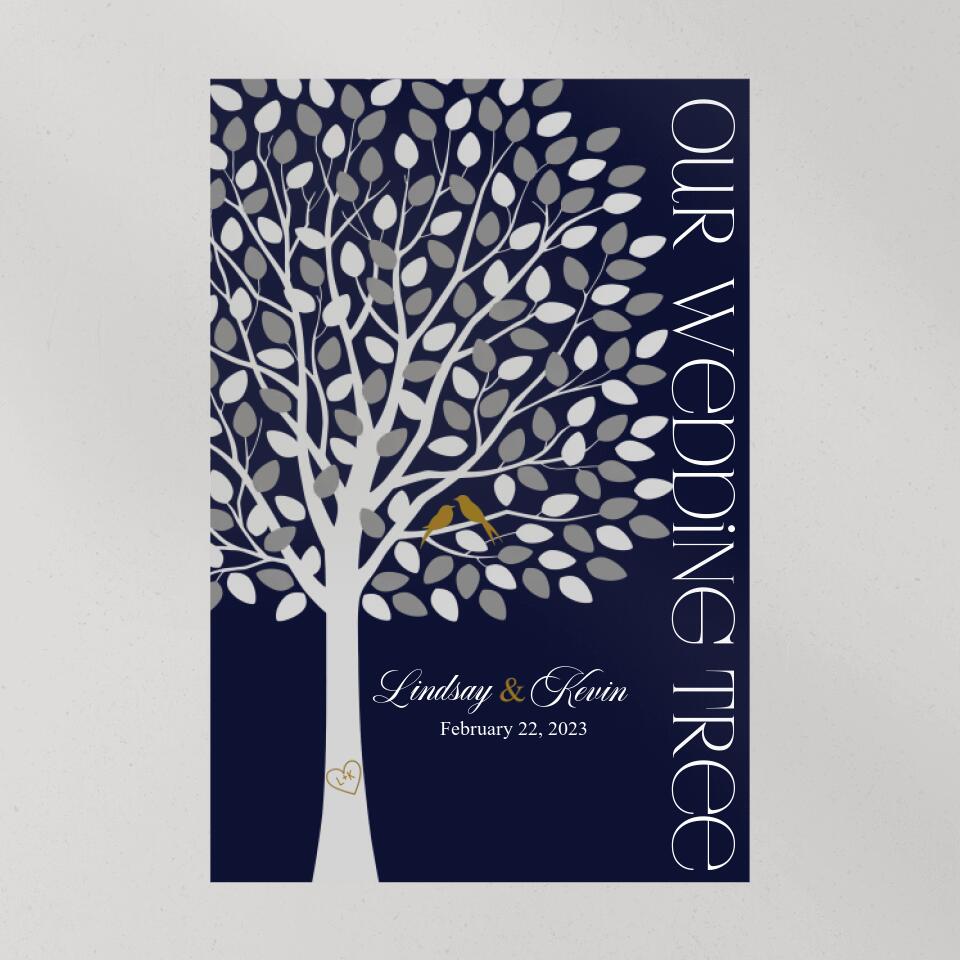 Our Wedding Tree Wedding Guest Book - Custom Canvas Poster - Newlywed Gift For Couples