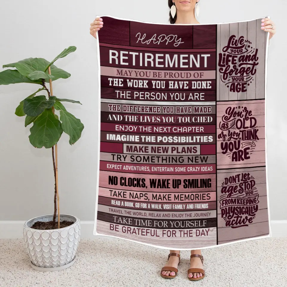 Happy Retirement May You Be Proud Of The Work You Have Done The Person You Are The Difference You Have Made - Fleece Blanket - Retirement Gift - Gift for Mentor Boss Coworker Professor - Thank You/Appreciation Gifts - 302ICNLNBL104