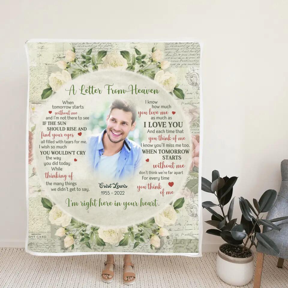 A Letter From Heaven - Personalized Fleece Blanket - Memorial Gift for Loss of Loved Ones