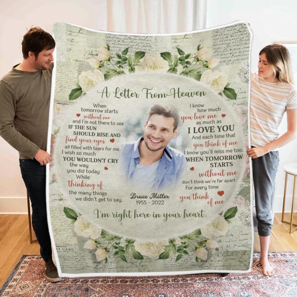 A Letter From Heaven - Personalized Fleece Blanket - Memorial Gift for Loss of Loved Ones