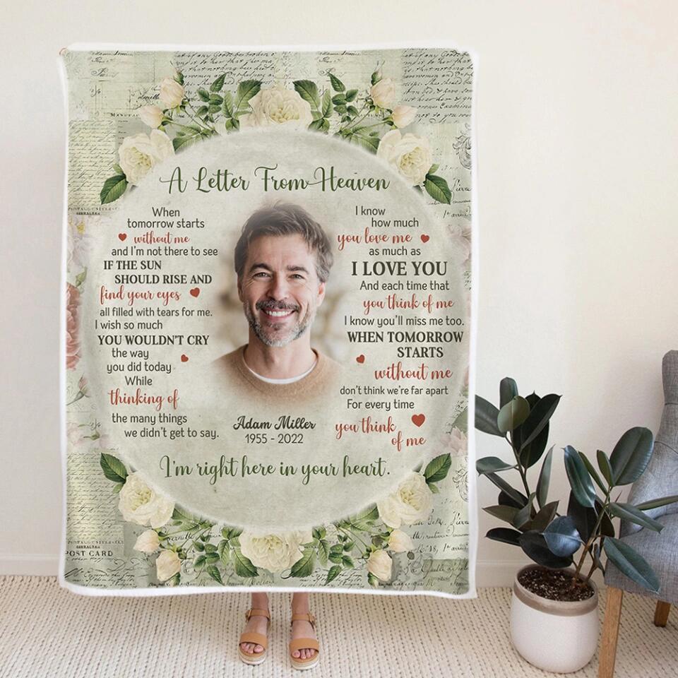 A Letter From Heaven - Personalized Fleece Blanket - Memorial Gift for Loss of Loved Ones