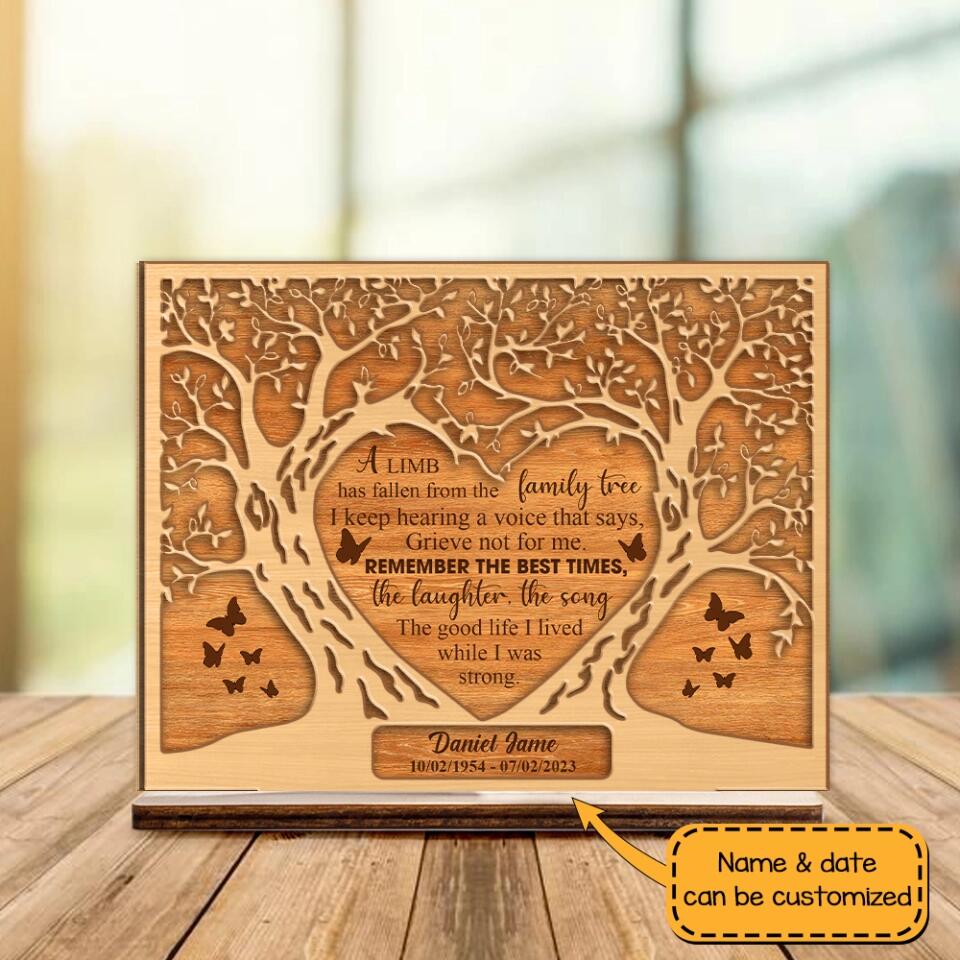 A Limb Has Fallen from the Family Tree - Personalized Sympathy Plaque - Gifts for Lost Loved Ones - Funeral Memorial Gifts