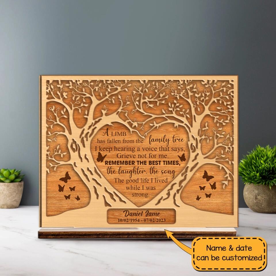 A Limb Has Fallen from the Family Tree - Personalized Sympathy Plaque - Gifts for Lost Loved Ones - Funeral Memorial Gifts