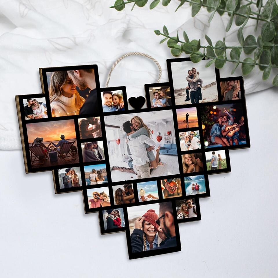 Couple Wooden Sign Personalized Valentine Gifts - Our Love Story - Personalized Wooden Sign - Heart Shaped With Upload Photo