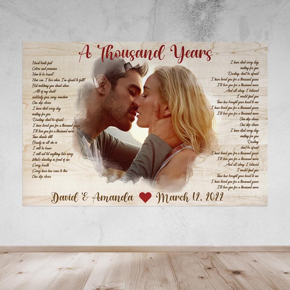 Favorite Song Lyrics Time Fade Away Photo - Custom Canvas Poster - Anniversary Gift For Couples