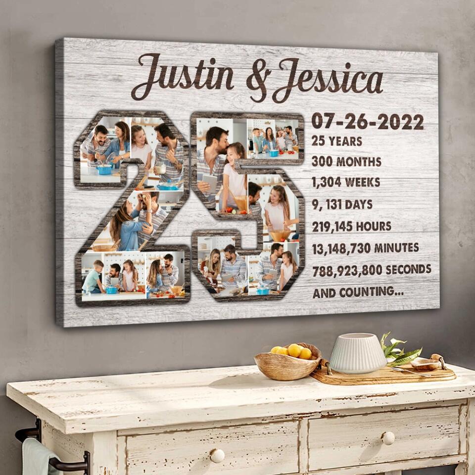25 Years And Counting Love Story - Custom Canvas Poster - 25th Anniversary Gift For Couples