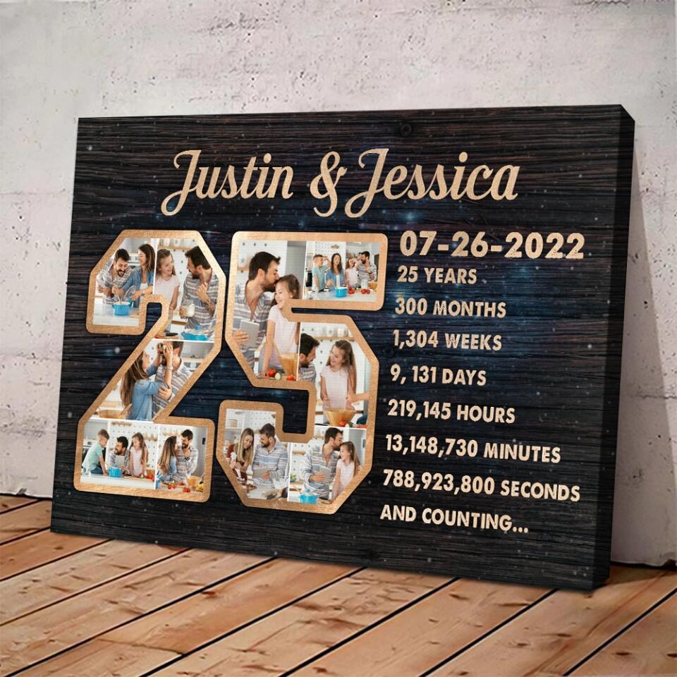 25 Years And Counting Love Story - Custom Canvas Poster - 25th Anniversary Gift For Couples