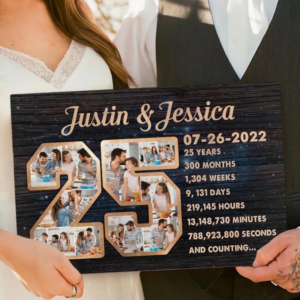 25 Years And Counting Love Story - Custom Canvas Poster - 25th Anniversary Gift For Couples