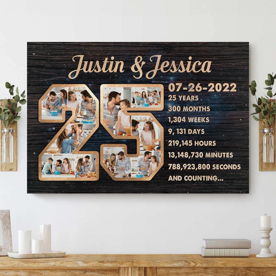 25 Years And Counting Love Story - Custom Canvas Poster - 25th Anniversary Gift For Couples