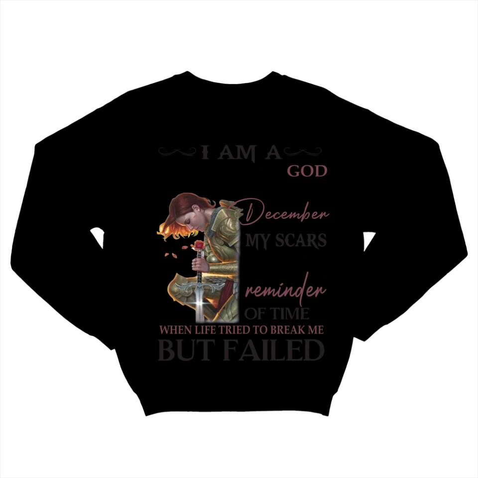 I Am Daughter Of God My Scars Tell A Story - Personalized T-shirt/Sweater - Custom Month - Gift For Girls For Her God Believer - 301IHPVSSW128