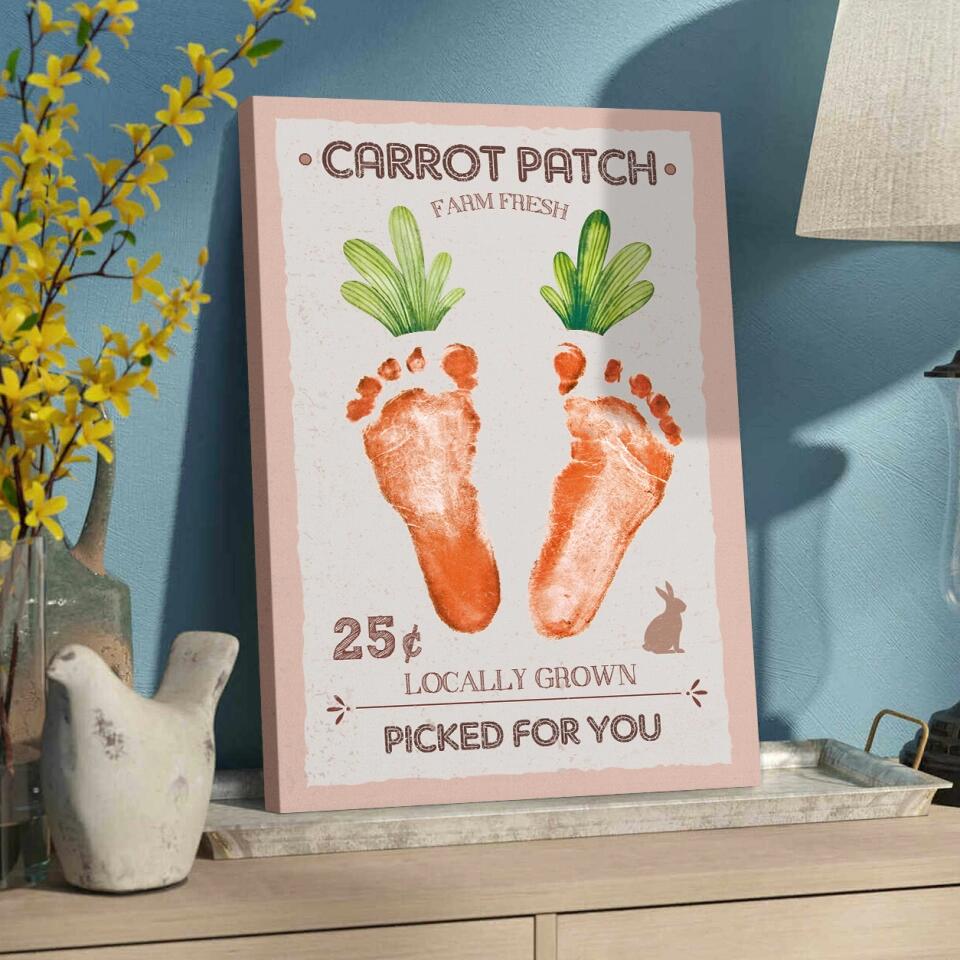 Carrot Patch Farm Fresh Picked For You - Footprint Canvas Poster - Gift For Family