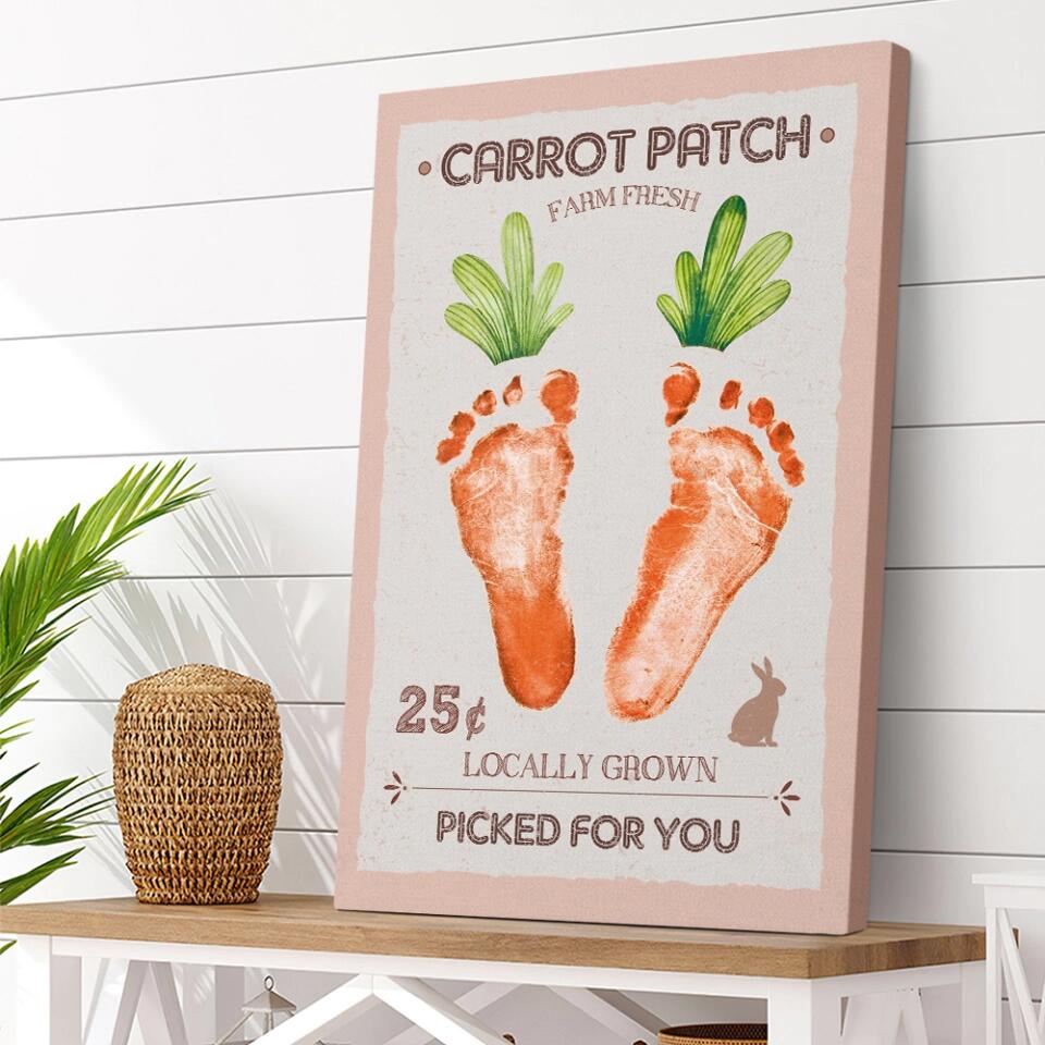 Carrot Patch Farm Fresh Picked For You - Footprint Canvas Poster - Gift For Family