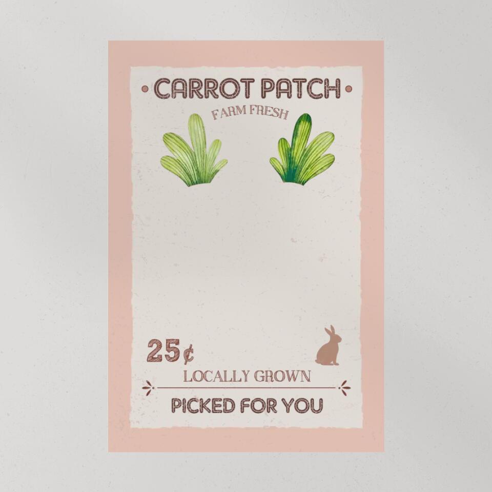 Carrot Patch Farm Fresh Picked For You - Footprint Canvas Poster - Gift For Family