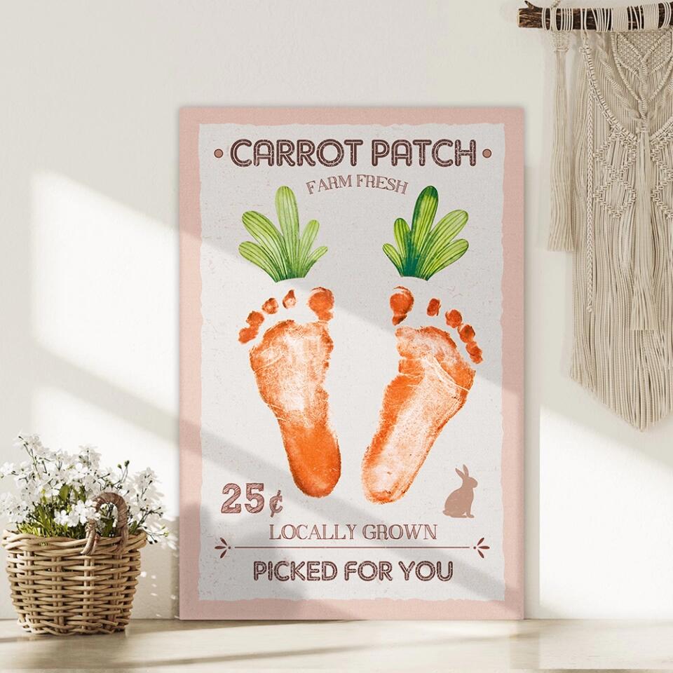 Carrot Patch Farm Fresh Picked For You - Footprint Canvas Poster - Gift For Family