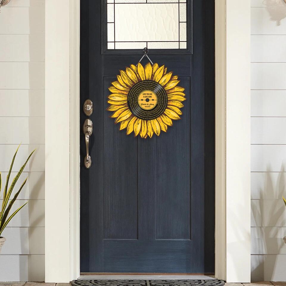 Couple Wooden Sign Sunflower Custom Song And Lyrics Wooden Sign Anniversary Gift