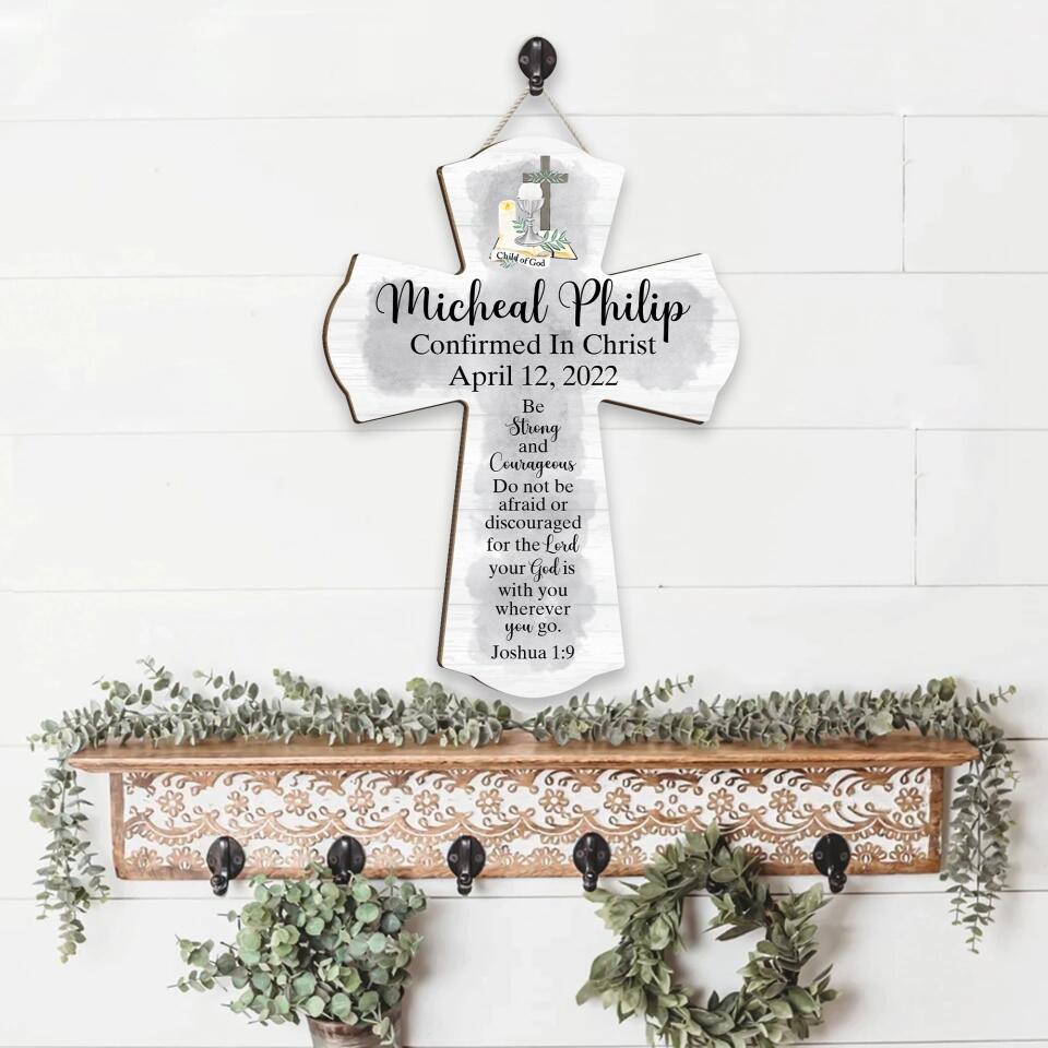 Christian Cross Shape Wooden Sign - Catholic Confirmation Gifts for Boys Girls