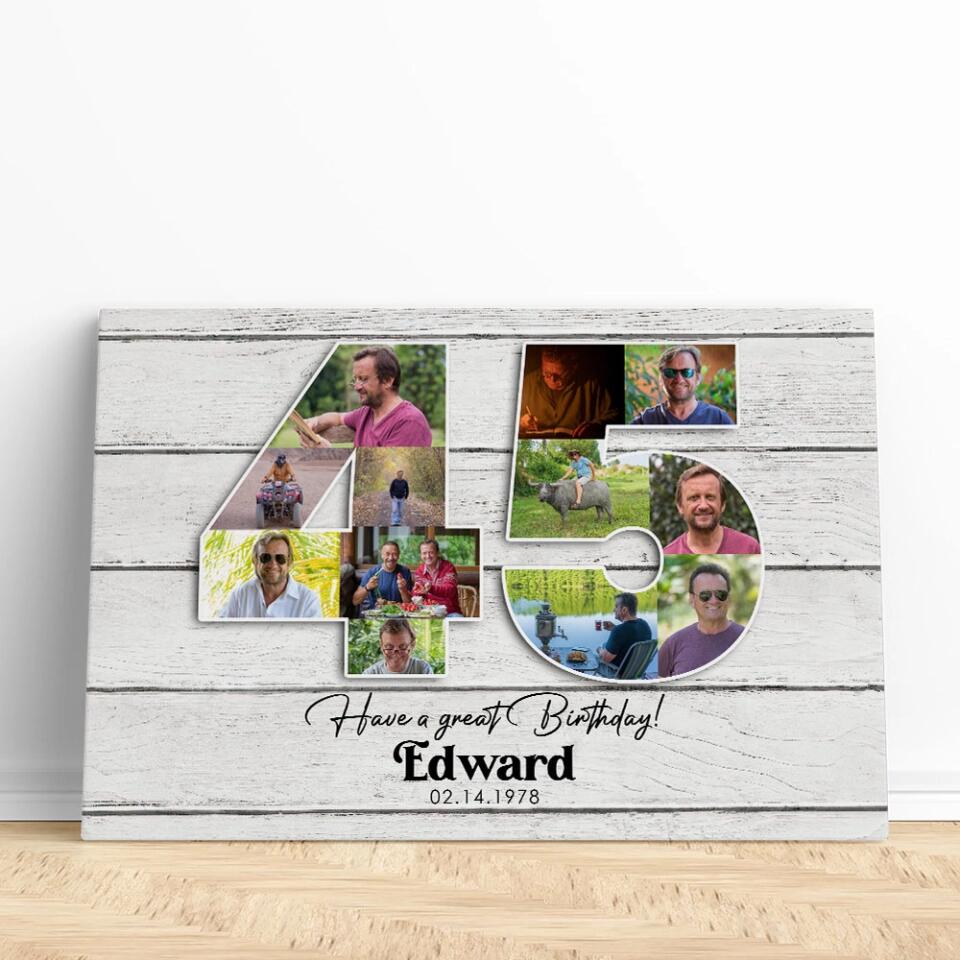 Happy A Great 45th Birthday - Custom Canvas Poster - Birthday Gift For Parents