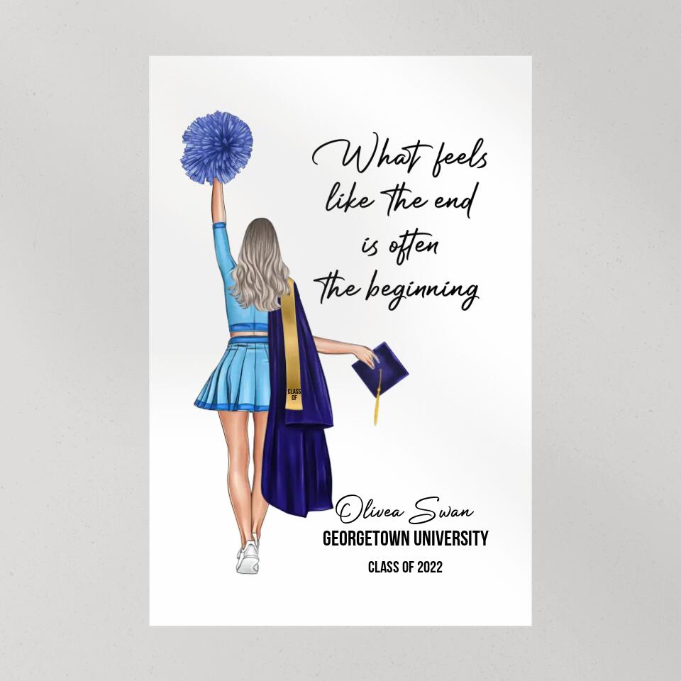 What Feels Like The End Is Often The Beginning - Custom Canvas Poster - Graduation Gift For Cheerleader