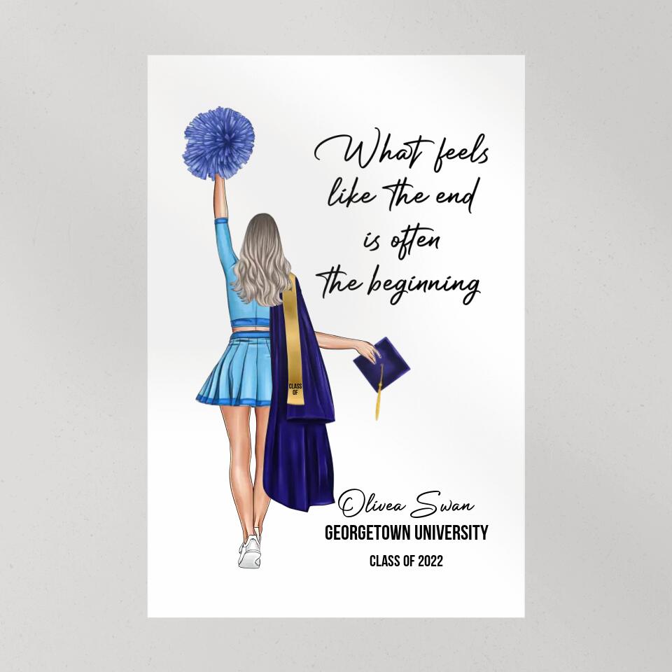 What Feels Like The End Is Often The Beginning - Custom Canvas Poster - Graduation Gift For Cheerleader