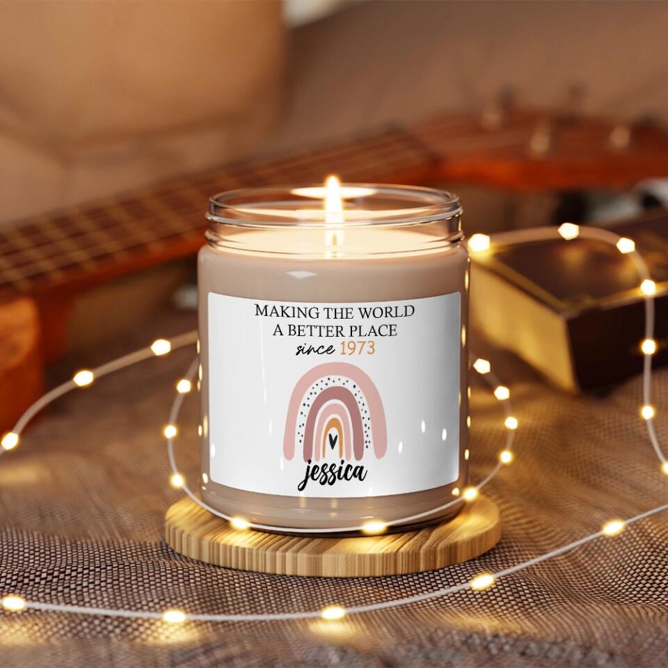 Making The World A Better Place - Personalized Scented Candle - Gift For Her On Anniversary