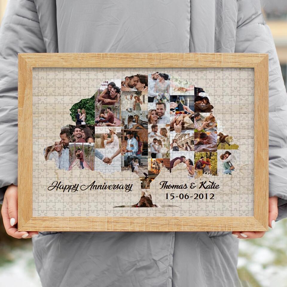 Tree Of Love Custom Photo And Text - Custom Photo Puzzles 500 1000 Pieces - Best Gift For Couple On Anniversaries Birthdays - 209IHPTHPZ153