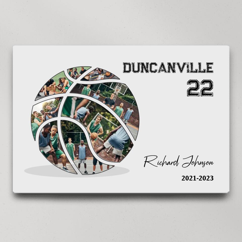 Basketball Photo Collage - Custom Canvas Poster - Gift For Basketball Coach Basketball Lovers