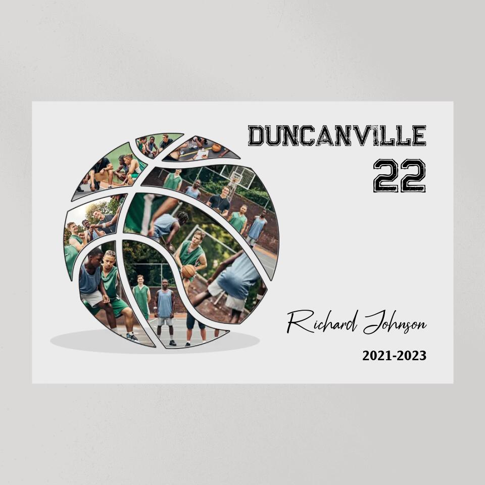Basketball Photo Collage - Custom Canvas Poster - Gift For Basketball Coach Basketball Lovers