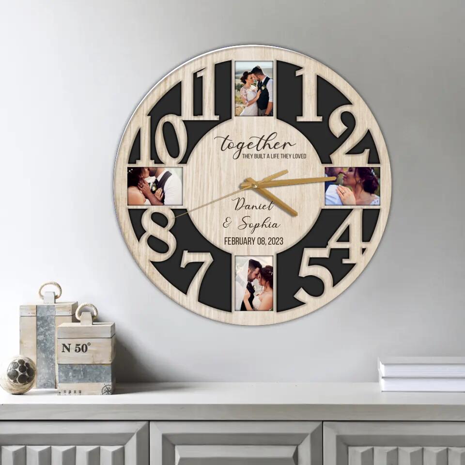 Together They Built A Life They Loved - Personalized Upload Photo Wall Clock - Best Gift For Couple For Parents Gift For Him/Her - Home Decor On Anniversary - 302IHPNPWC220