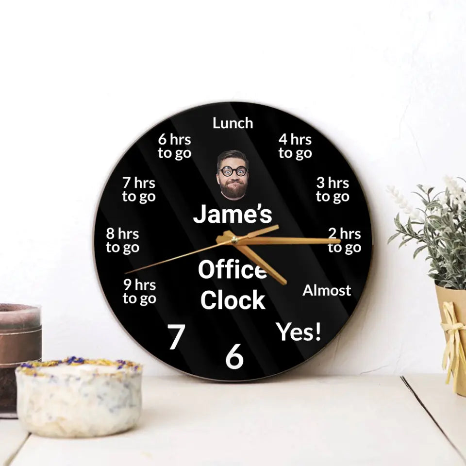 Personalized Office Clock - Custom Name & Face - Wall Clock - Wooden/Acrylic Clock - Funny Gift for Coworker BFF - Birthday Gift - Gift for Best Friends - 302ICNNPWC224