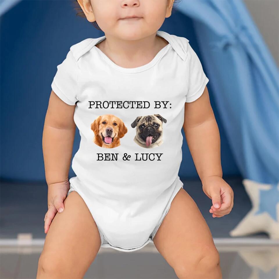 New Born Babies With Family Pets Personalized Baby Bodysuit Gift For New Born Baby