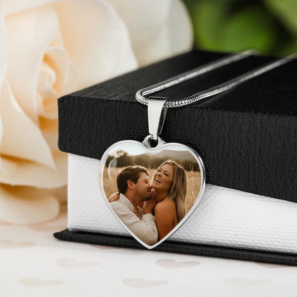 Custom Photo Personalized Heart Silver Necklace Graphic Keychain