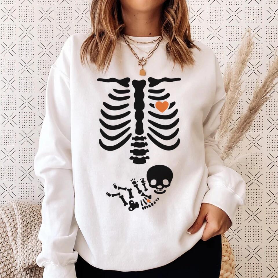 Pregnant Mom And Baby Skeleton Tshirt Gifts For Expecting Mothers