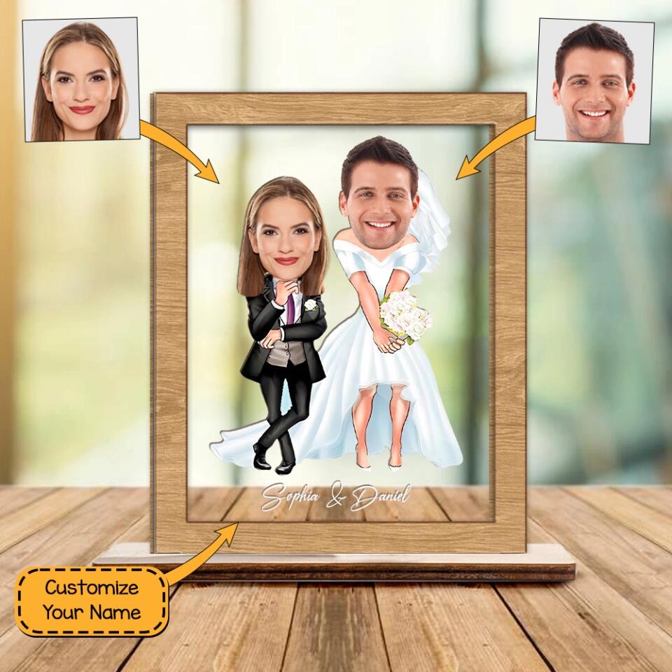 Custom Face Funny Shape For Couple - Personalized Wooden Acrylic Plaque 3 Layers - Best Gift For Couple Wedding Gifts Wedding Anniversaries - 302IHPNPWP281