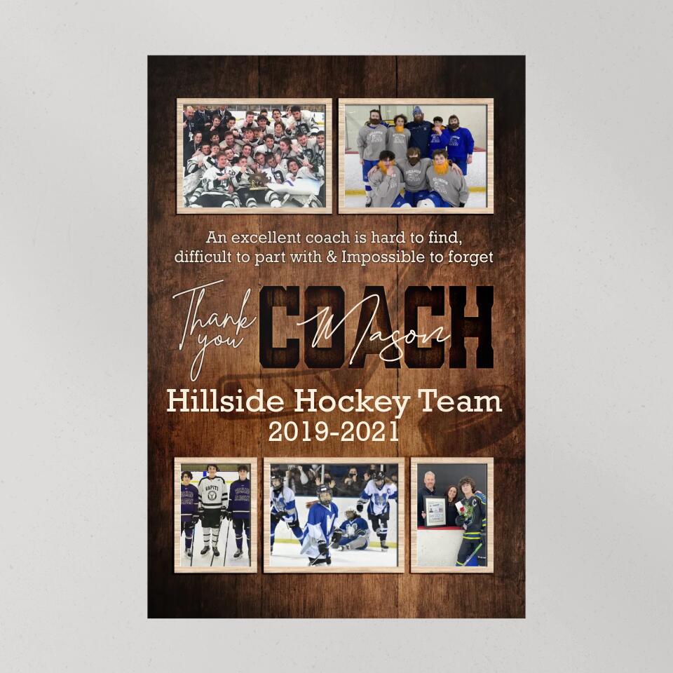 An Exellent Coach Is Hard To Find - Custom Canvas Poster - Appreciation Gift For Hockey Coaches
