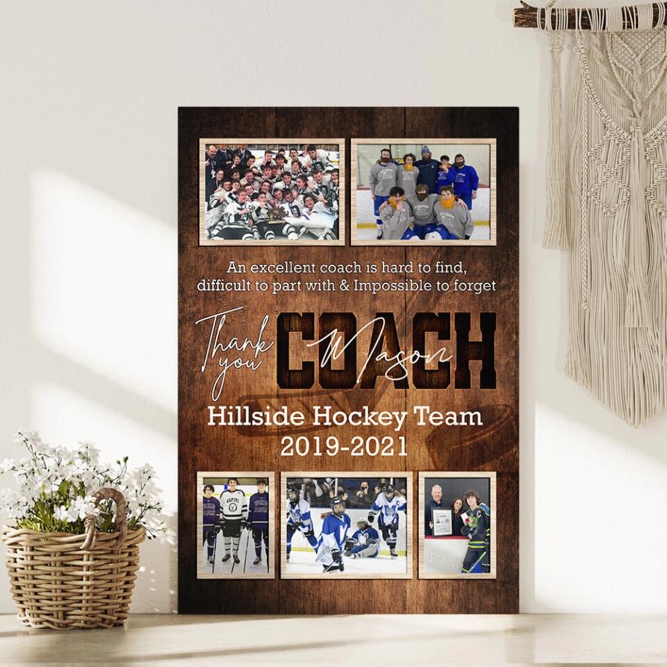 An Exellent Coach Is Hard To Find - Custom Canvas Poster - Appreciation Gift For Hockey Coaches