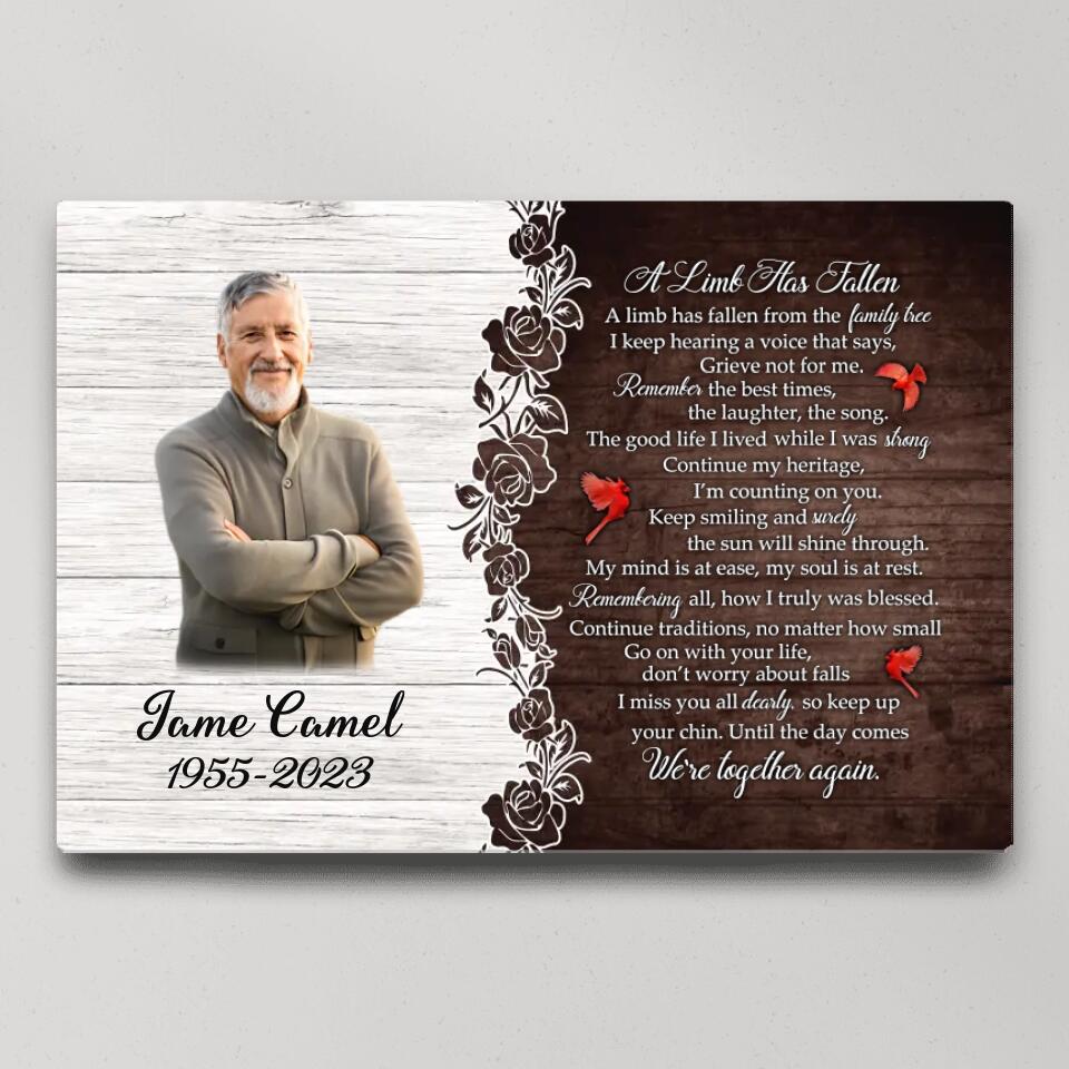 A Limb Has Fallen From The Family Tree Poem - Custom Canvas Poster - Cardinal Remembrance Gifts