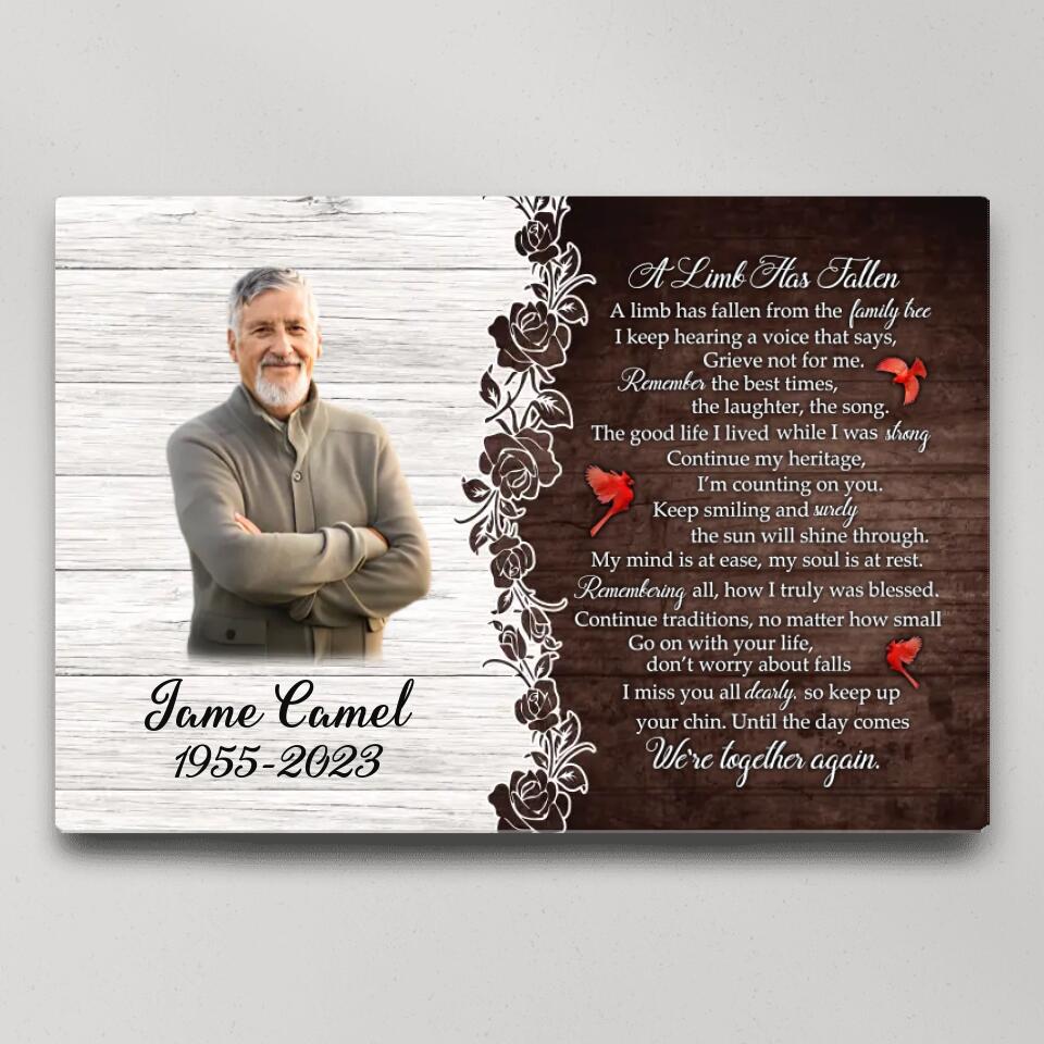 A Limb Has Fallen From The Family Tree Poem - Custom Canvas Poster - Cardinal Remembrance Gifts