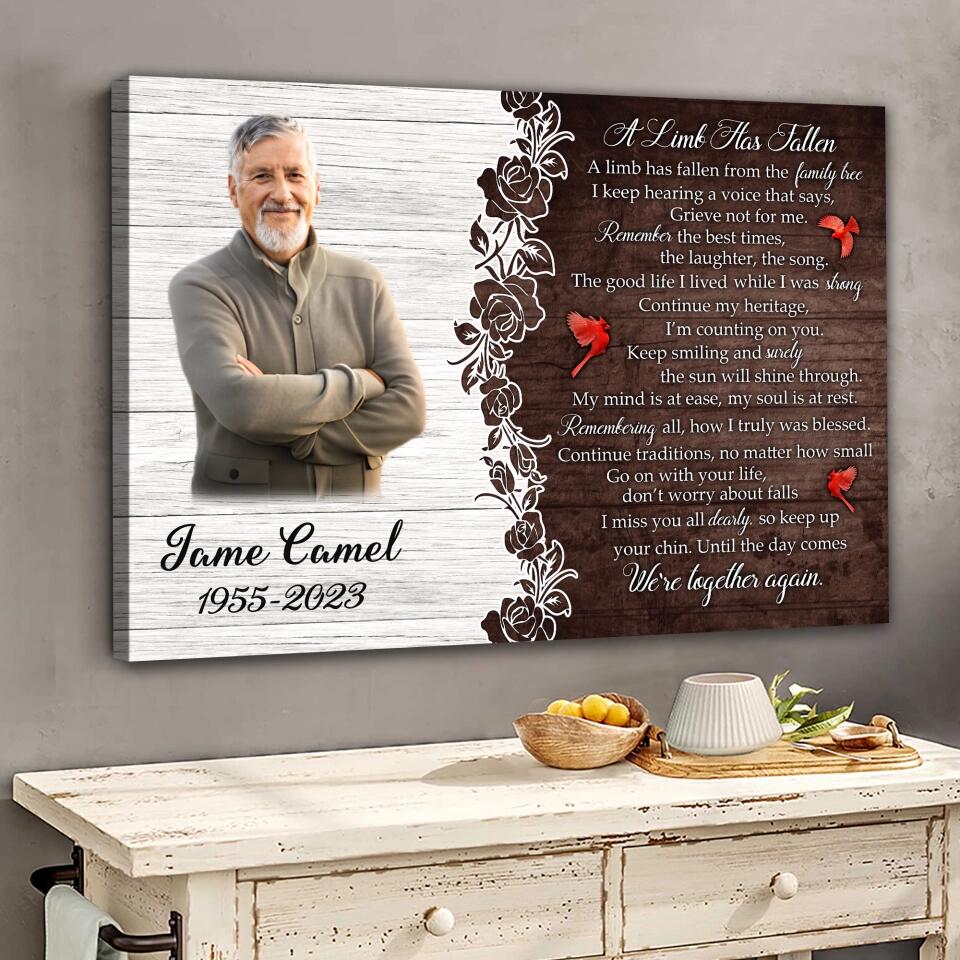 A Limb Has Fallen From The Family Tree Poem - Custom Canvas Poster - Cardinal Remembrance Gifts