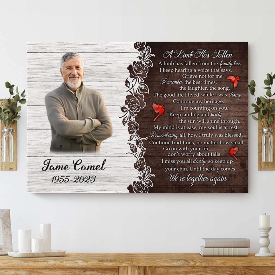 A Limb Has Fallen From The Family Tree Poem - Custom Canvas Poster - Cardinal Remembrance Gifts