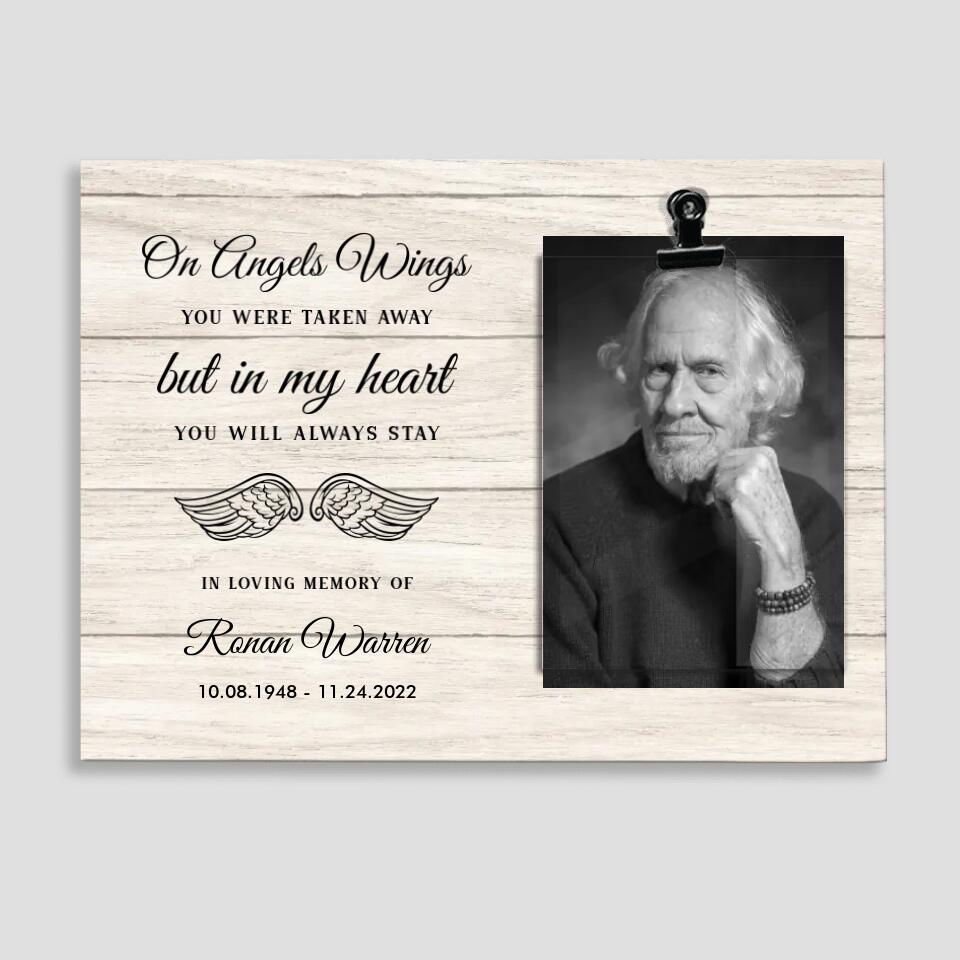 On Angel Wings Personalized Photo Clip Frame Memorial Gift
