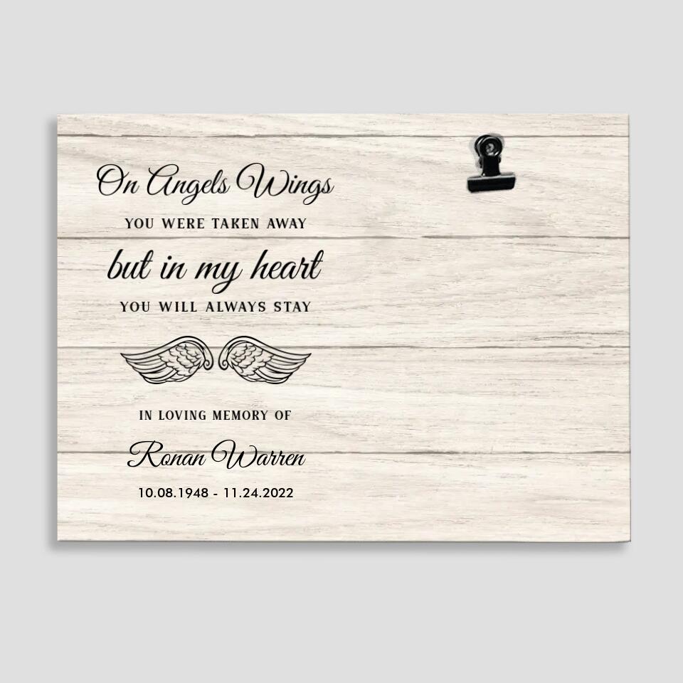 On Angel Wings Personalized Photo Clip Frame Memorial Gift