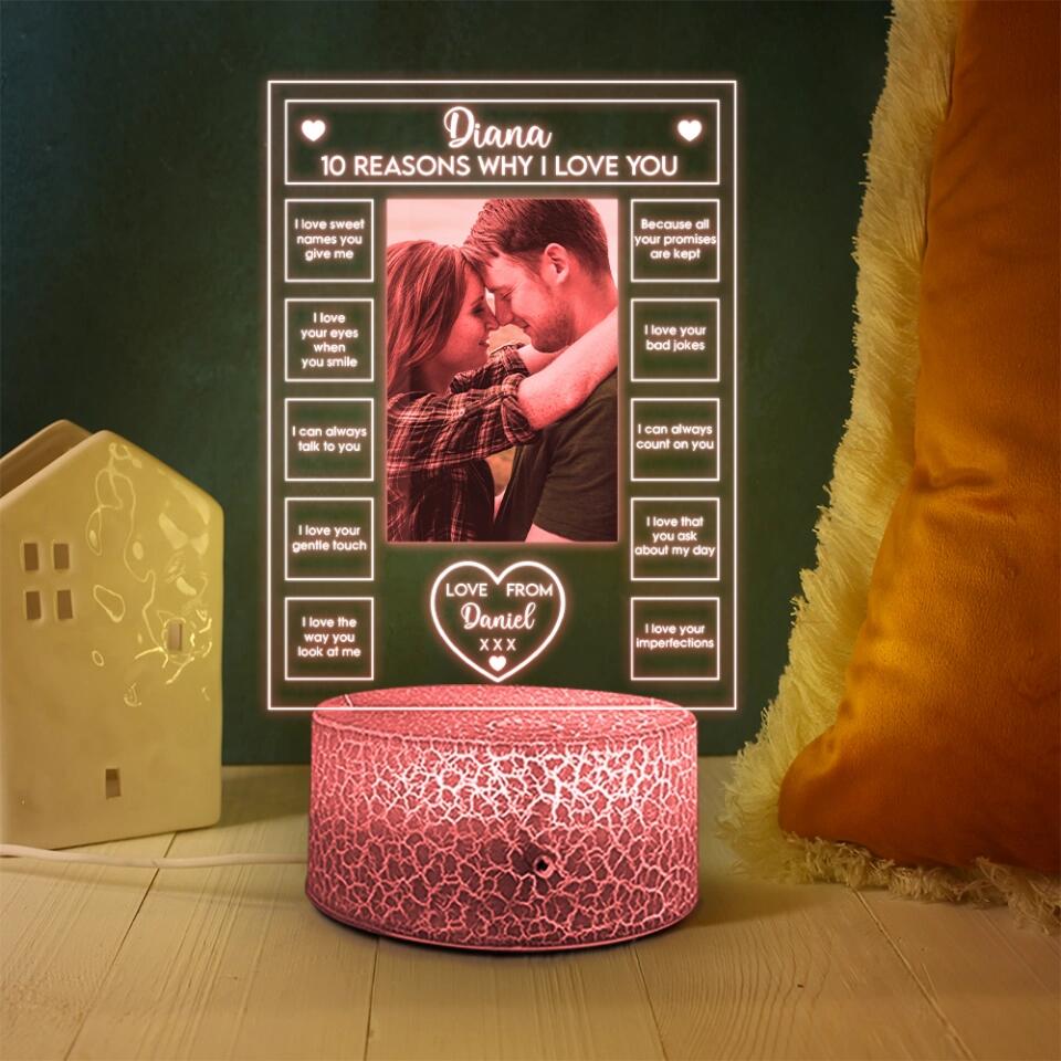 10 Reasons Why I Love You - Personalized 3D LED Light - Sweet Gift For Couples